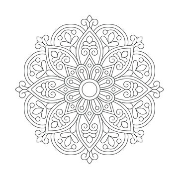 Flower Facile design Mandala for Coloring book page