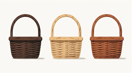 Fototapeta na wymiar rustic charm of a woven wicker basket with a handle, focusing on its intricate handwoven design.