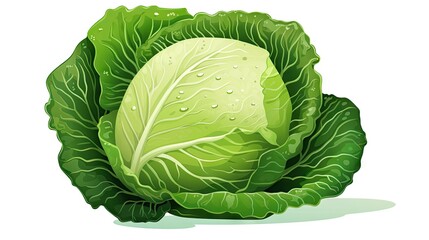 Fototapeta premium beauty of a fresh cabbage with large, bright green leaves, conveying its organic, nutrient-rich appeal.