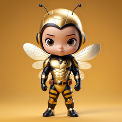 A boy in a superhero bee costume