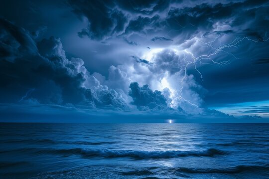 Thunderstorm with Lightning over Ocean © Karl