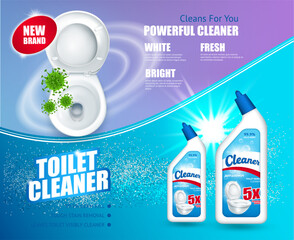 Free vector antibacterial toilet cleaner advertisement