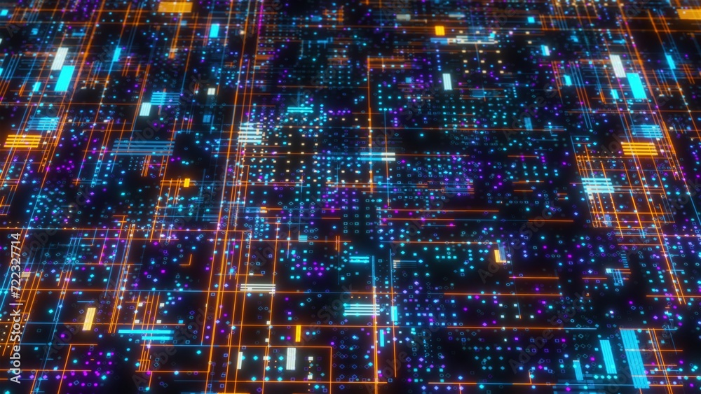 Poster digital cyberspace with dots and lines. computer generated 3d render