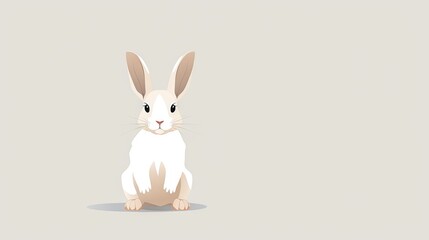 A cute white rabbit sitting on the ground with a cartoon animal design, isolated on a white background, bringing joy and warmth to children and animal lovers alike.
