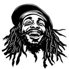 Fototapeta premium happy rastaman vector svg black and white logo Generative AI