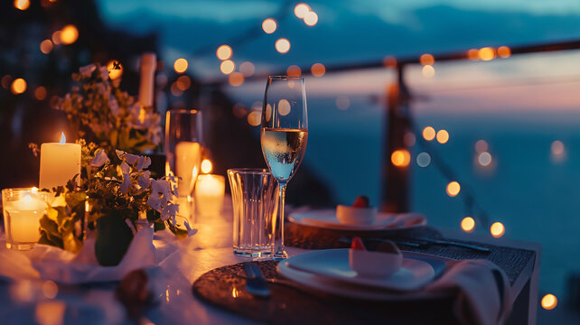 A wonderful dinner, a magnificent table prepared for a beautiful celebration