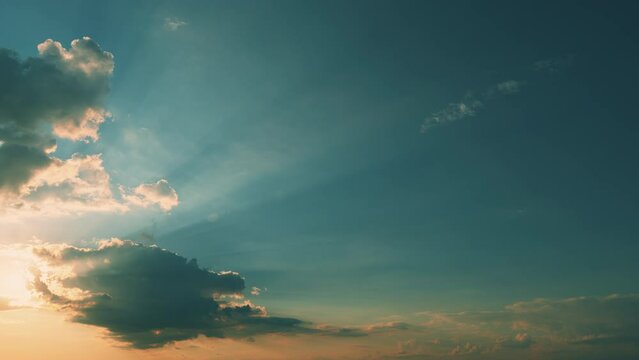 Red Orange Blue Pink Sunset. Sunset Twilight Evening Sky. Amazing Cloudscape On Sky At Sunset Time After Rain.