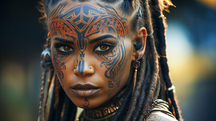 Beautiful young african warrior woman