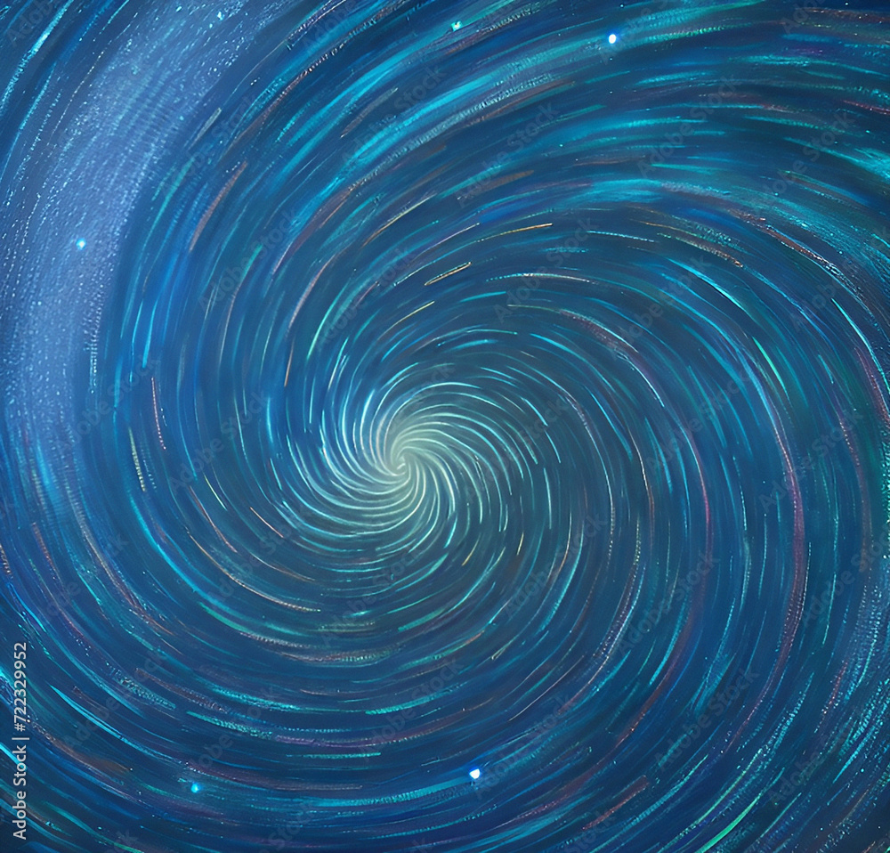 Wall mural Blue spiral galaxy background. Vortex backdrop. Template design. Flyer, card design