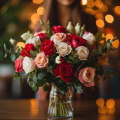 Obraz premium A Beautiful Bouquet Of Flowers for Valentine's Day