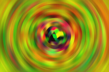 Wirujące w ruch okrężnym koncentryczne okręgi w kolorze zielonym, czerwonym, pomarańczowym, rozmycie ruchu - abstrakcyjne tło, tapeta, gradient - obrazy, fototapety, plakaty