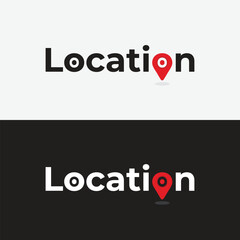 location typography with location icon. map marker's location illustration on a black and white background.