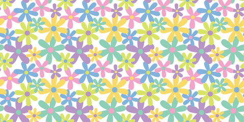 Seamless Floral Pattern Vector Illustration Isolated on Transparent Background