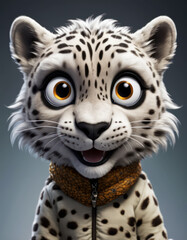 Fototapeta premium Portrait of a white Cartoon volumetric tiger in a jacket.