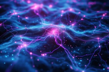 Abstract Dark Blue and Purple Neural Network - A Captivating Backdrop Concept, Representing the Intricate Interconnections of a Digital Neural Framework