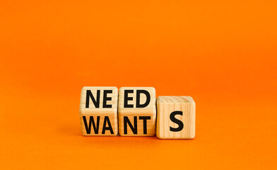 Wants or needs symbol. Turned wooden cubes and changed the word wants to needs. Beautiful orange...