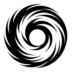 black and white swirl logo isolated on white background