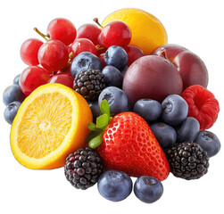 a_pile_of_various_fruits_on_white_background