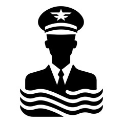 navy ship captain icon, clipart, vector silhouette, white background