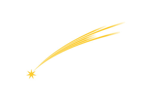yellow star with tail, shooting star, comet, poinsettia, modern abstract design,