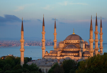 Blue mosque in the late evening sun