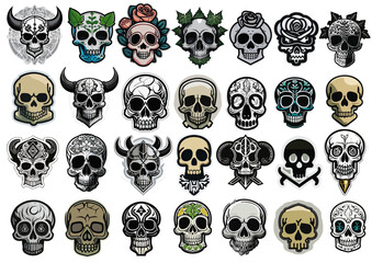 skulls sticker icons set