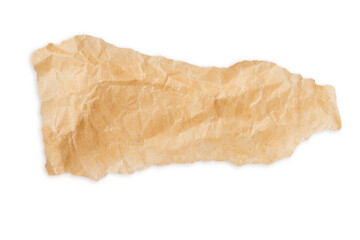 A torn piece of crumpled craft paper. on a blank background