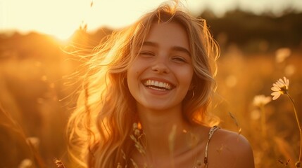 Joyful laughter captured in the sunlight, showcasing self-love, [body positive girl.]