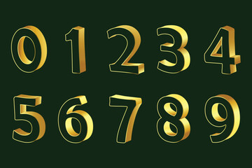 Gold Gradient Numbers Vector