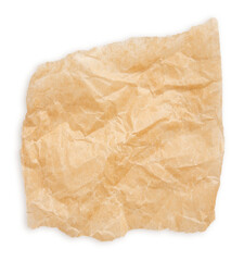 A torn piece of crumpled craft paper. on a blank background