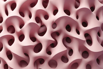 An AI generated 3D abstract art of an architectural structure in light pink color