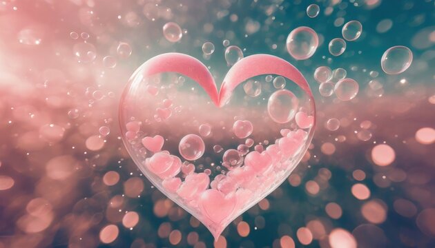 Floating Heart Made of Bubbles