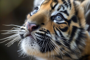 The delicate beauty of the whiskers and the endearing nature of the tiger cub