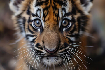 The delicate beauty of the whiskers and the endearing nature of the tiger cub