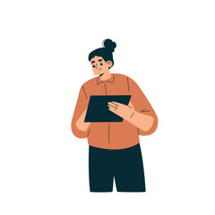 Logistics Service Woman Worker Character with Clipboard Vector Illustration