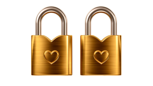 Padlock with heart icon. Realistic illustration of padlock with heart icon for web design