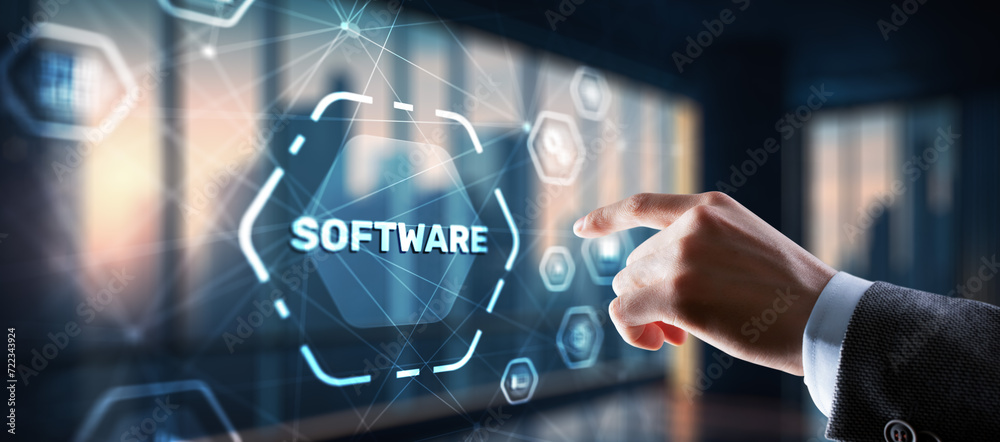 Wall mural software development. internet network technology concept