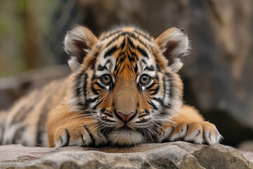 The whimsy of a tiger tot, emanating innocence and wonder