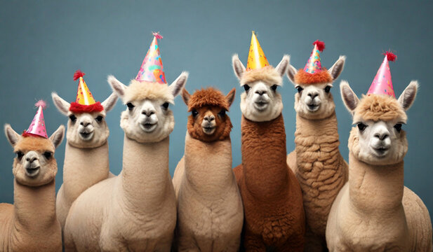 Alpacas animals banner panorama long happy birthday funny picture