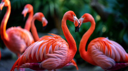 group of pink flamingos
