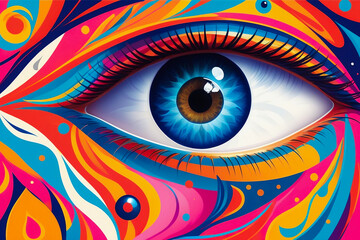 Eye of the world. colorful artistic abstract illustration. - obrazy, fototapety, plakaty