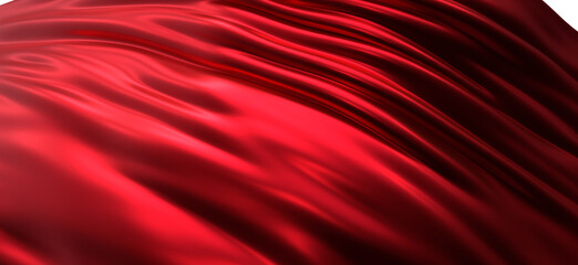 3d render of abstract red cloth falling. Silk drapery flies away.