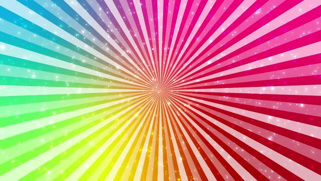 放射が回転するループ可能なアニメーション　フラッシュ　虹色