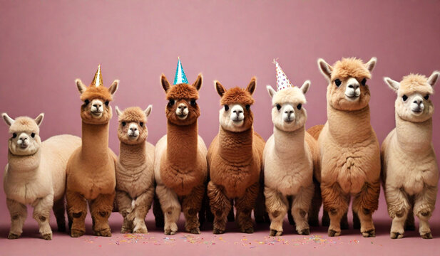 Alpacas animals banner panorama long happy birthday funny picture
