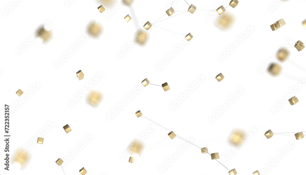 Fototapete Futuristic geometric double data flow background with connecting dots and lines. Abstract digital