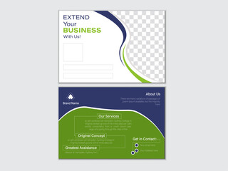 Elegant postcard design, marketing postcard design, business postcard design. Postcard design template
Corporate business or marketing agency postcard template.