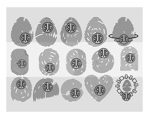 Fingerprint Cilcle Monogram, Fingerprint Silhouette, Fingerprint SVG, Fingerprint, Finger Print,  Fingerprint Stencil, Thumbprint, Thumb Print Svg, Biometric, Heart Fingerprint, Scanner, Vector,