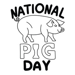 World Pig Day holiday inscription. Handwriting lettering text banner World Pig Day square composition. Hand drawn vector art