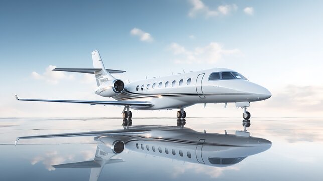 Executive Private Jet Soaring High in the Blue Sky - AI Generated