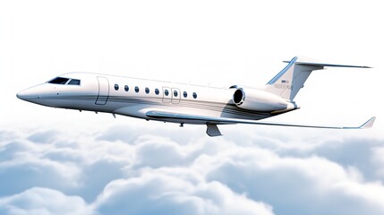 Obraz premium Executive Private Jet Soaring High in the Blue Sky - AI Generated